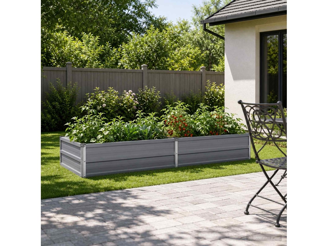 Vidaxl Cama De Jardim Elevada Cinzento 160 X 80 X 24 Cm