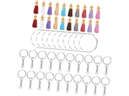 Kit Diy De Chaveiros Com Anéis Acrílico Corrente E Pompons Para Criação Personalizada