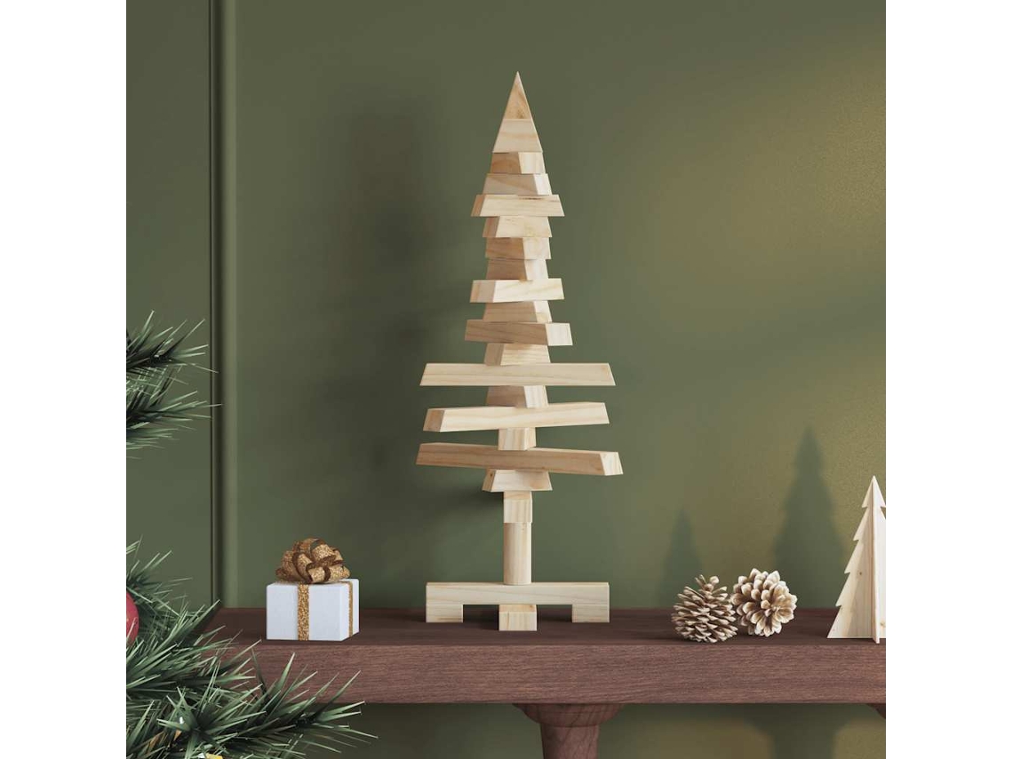 Vidaxl Árvore De Natal Decorativa 60 Cm Madeira De Pinho Maciça