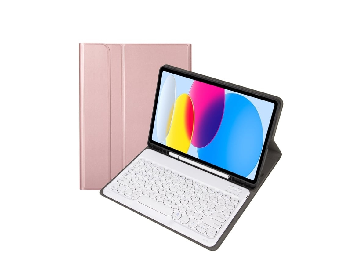 Capa Com Teclado Para Tablet Lurelia, Compatível Com Samsung Galaxy Tab A8 10.5 X205/x200, Ouro Rosa, Teclado Bluetooth, Fixação Magnética