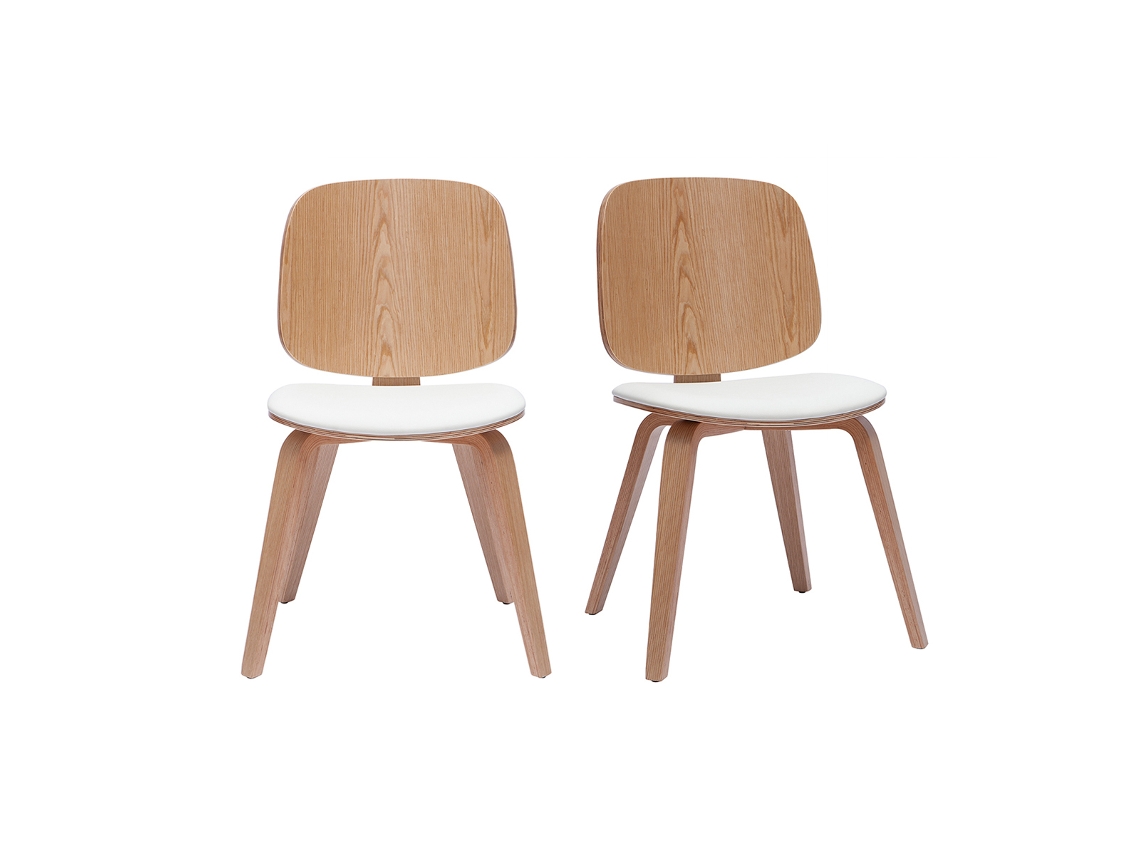 Conjunto de 2 cadeiras de madeira clara e branca Beck MILIBOO