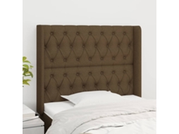 Vidaxl Cabeceira Cama C/ Abas Tecido 103x16x118/128 Cm Castanho-escuro