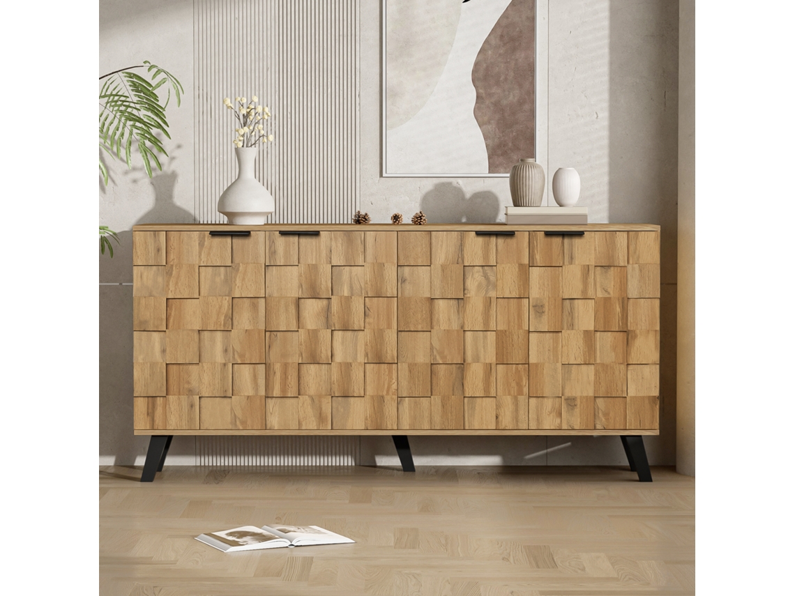 Armário Moderno Com 4 Portas 160,5x35,5x78cm Design Prático Para Sala De Estar,quarto E Sala De Jantar Mega Echo Trade Shop