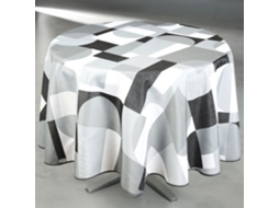 Toalha Antimancha Redonda Design Geométrico Cinza 160x160 Cm