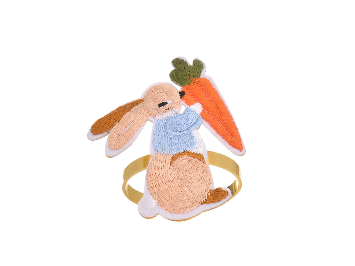 Laxiscreed Anel Para Guardanapo Decorativo Com Coelhinho Da Páscoa E Detalhes De Costura