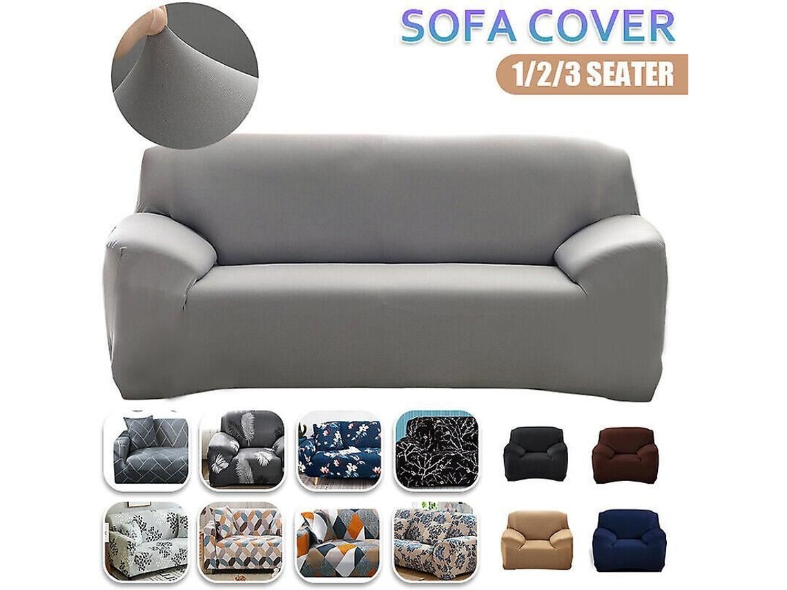 Funda De Sofa Elástica Estirável Têxto Poliéster Protetor Cadeira 1 2 3 Lugares Com Capa De Almofada 3 Plazas (195-230cm) Funda De Almohada Grey 1x