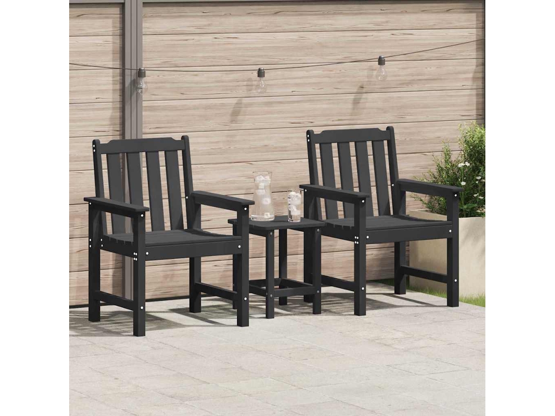 Vidaxl Cadeira De Jantar De Jardim 2 Unid. Preto Hdpe