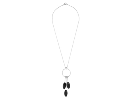 Gargantilha Cascata Cristal Prata Preta 40 Cm PLATA ÚNICA