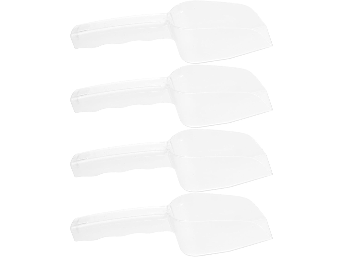 Conjunto De 4 Colheres Transparentes Plástico Gelo E Grãos, Práticas Bares E Confeitarias, Versáteis E