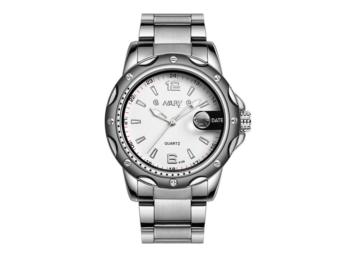Relógio Nary Masculino Analógico de Quartzo com Pulseira de Aço Inoxidável (Branco)