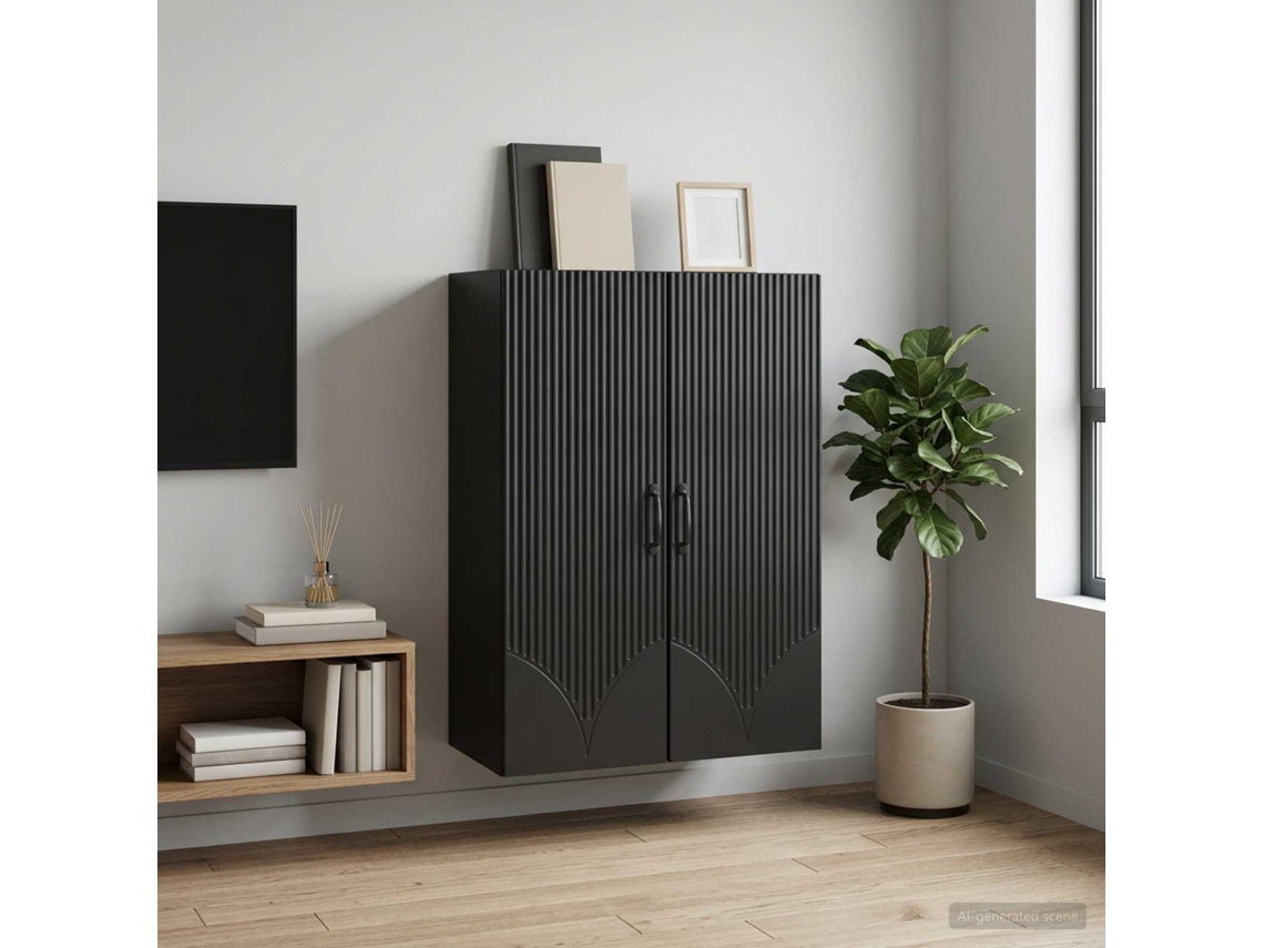 Vidaxl Armário De Parede 66 X 34,5 X 90 Cm Derivados De Madeira Preto