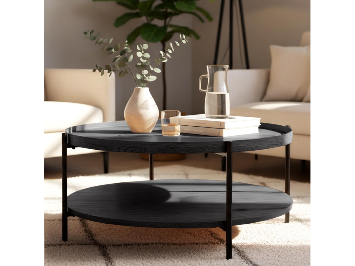 Mesa De Centro Corbitan Ø 80 Cm Cinza