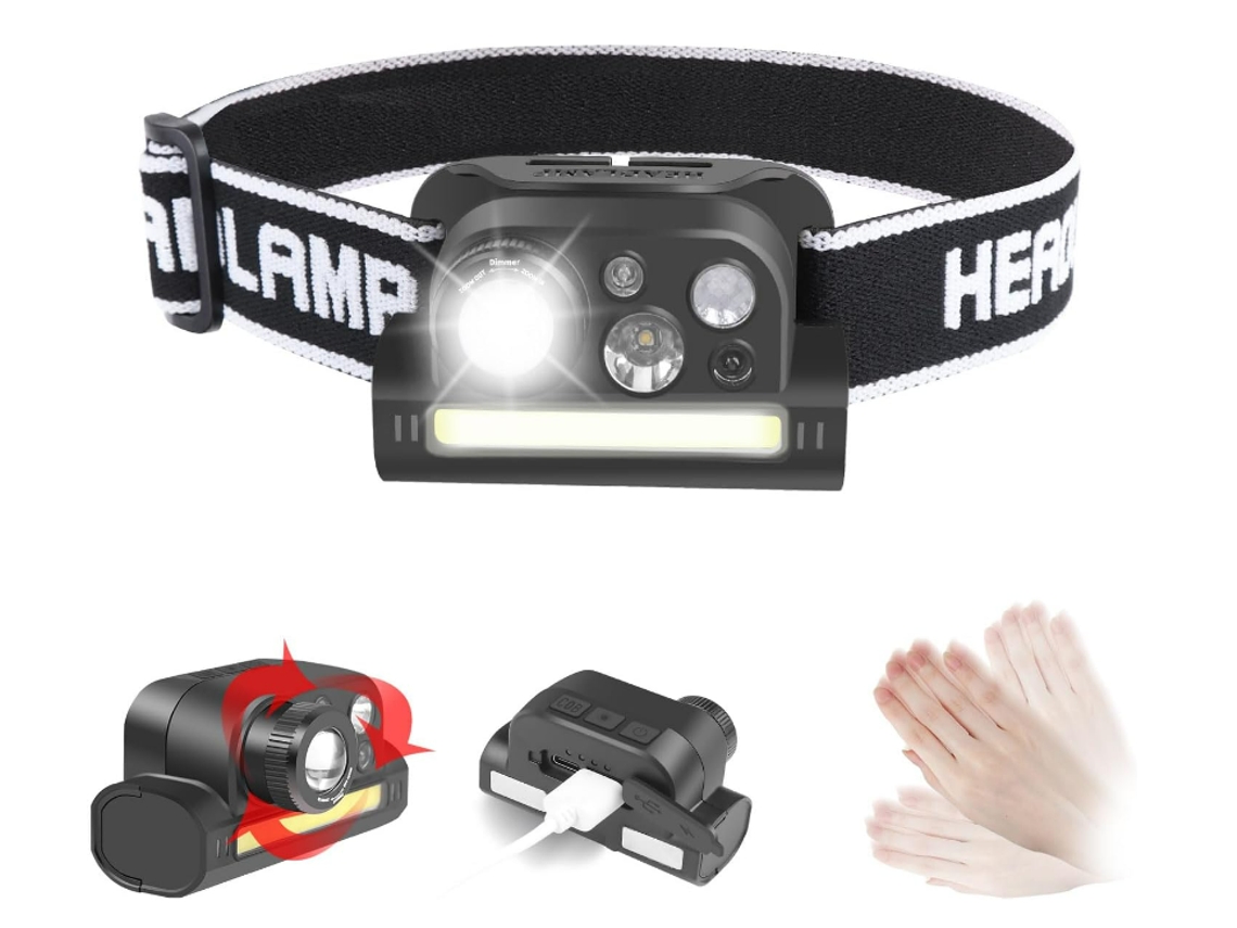 Lanterna Cabeça Magnetica Zoom Sensor Led Corrida Preta Yizhood