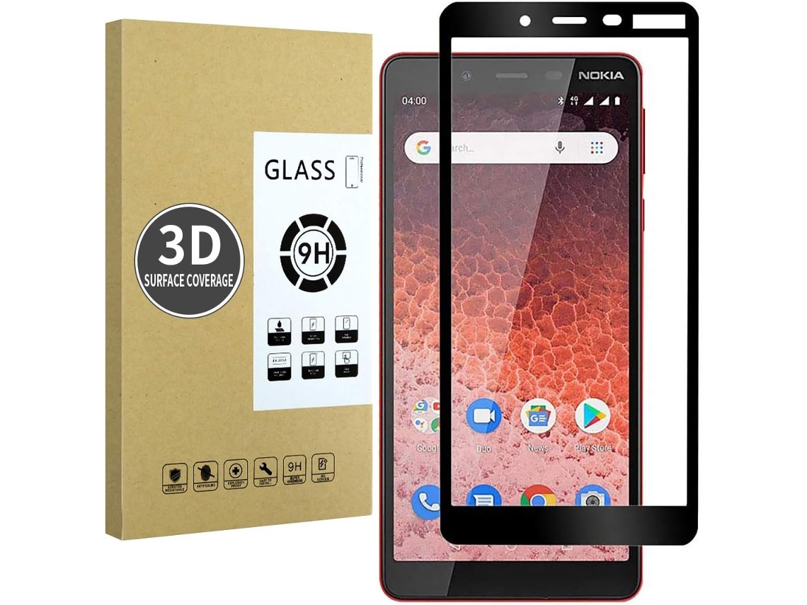 Película de Ecrã Antiriscos Alta Definição Resposta Sensível Instalação Sem para Nokia 1 Plus HONGWE. Vidro Temperado Preto