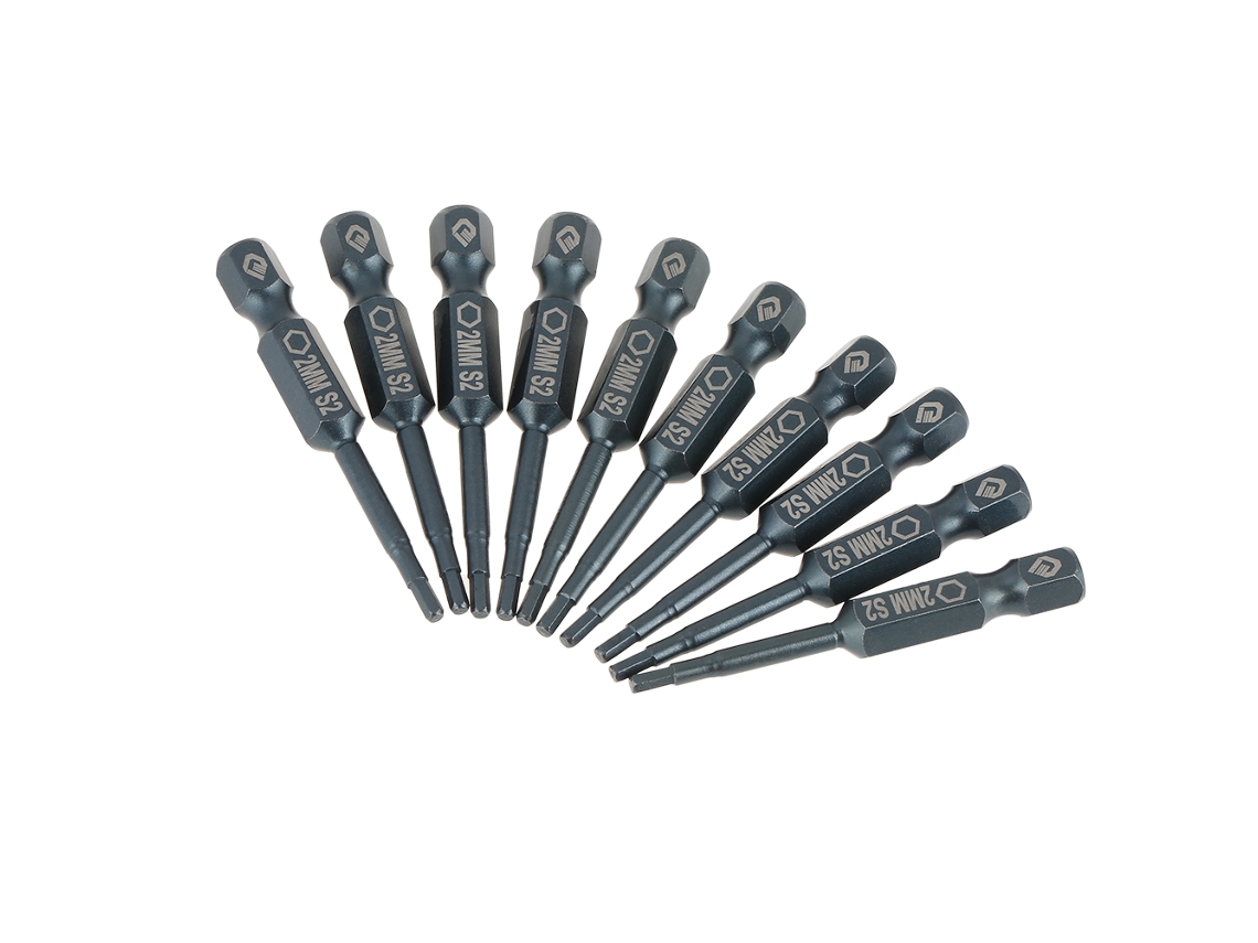 10 Peças De Brocas De Parafuso Com Cabeça Hexagonal, Mango De 1/4", 50mm, Aço Aleado S2, H6.3*50mm*h2