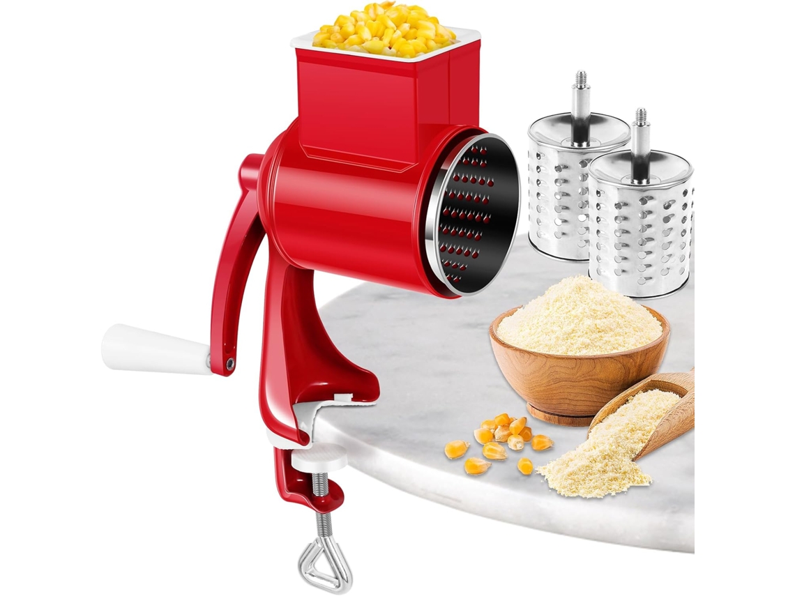 Moedor Manual de Nozes com 2 Laminas Removiveis, Manivela em Aco Inox, para Amendoas, Milho, Especiarias,= Vermelho ZYBLSSBB