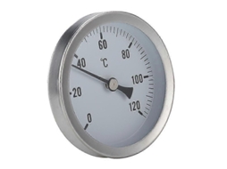 Termômetro Bimetálico Em Aço Inoxidável 0-120°c, 63 Mm, Para Tubulação De Caldeira Industrial.