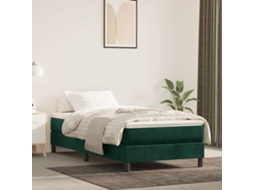 Vidaxl Cama com Molas/colchão 100x200 Cm Veludo Verde escuro