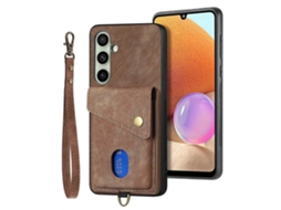 Capa De Celular Estilo Carteira Retrô Dobrável Em Couro Com Alça