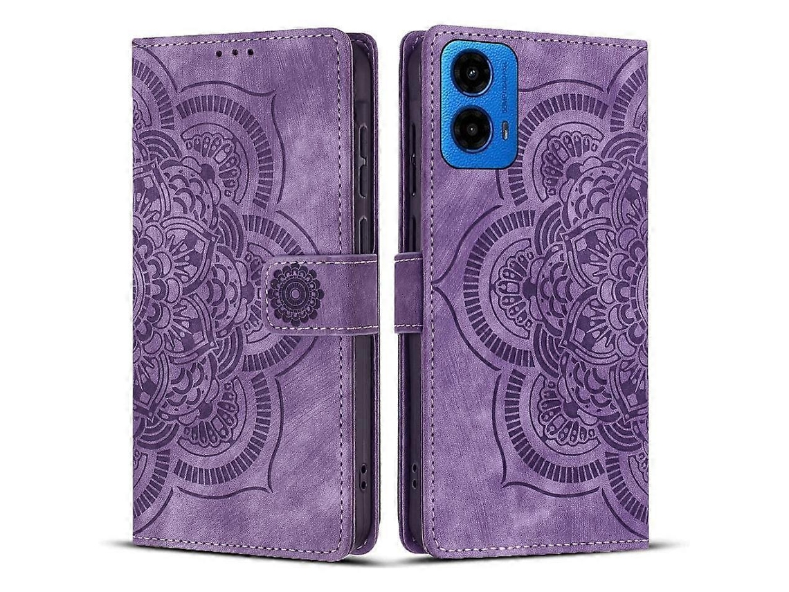 Capa De Celular De Couro Fosco Retrô Com Estampa De Mandala