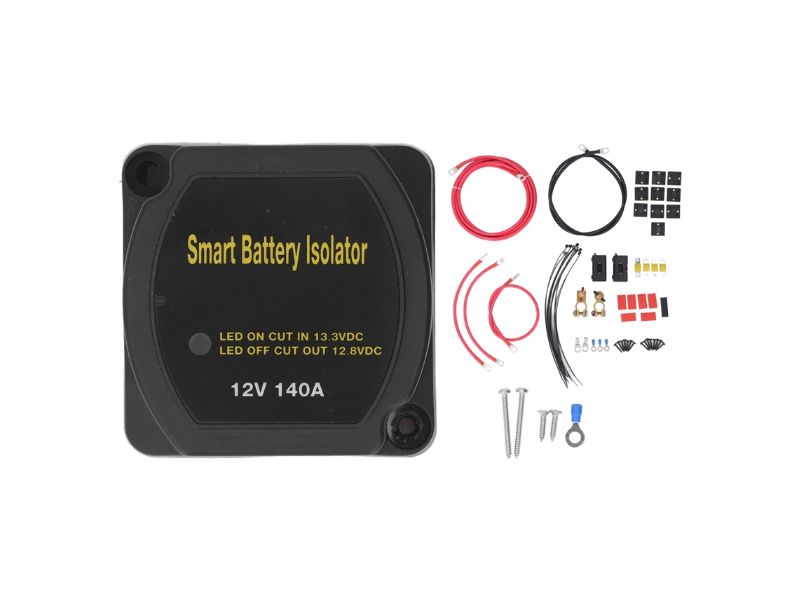 Kit Aislador de Baterías Dual 12v 140amp Vsr Inteligente Cable 7 Awg para Rv Camiones S/MARCA
