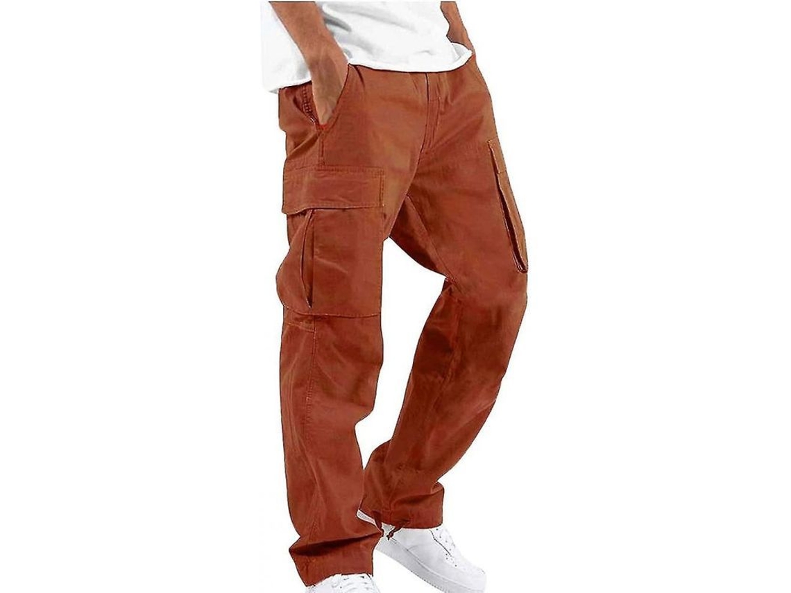 2026-calças Masculinas Casuais Simples Com Múltiplos Bolsos Para Treino Ao Ar Livre Tipo Retangular S Naranja