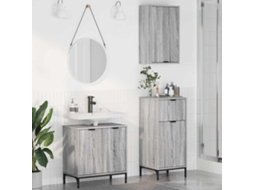 Vidaxl Conjunto De Móveis Para Banheiro 3 Pcs Sonoma Cinzento