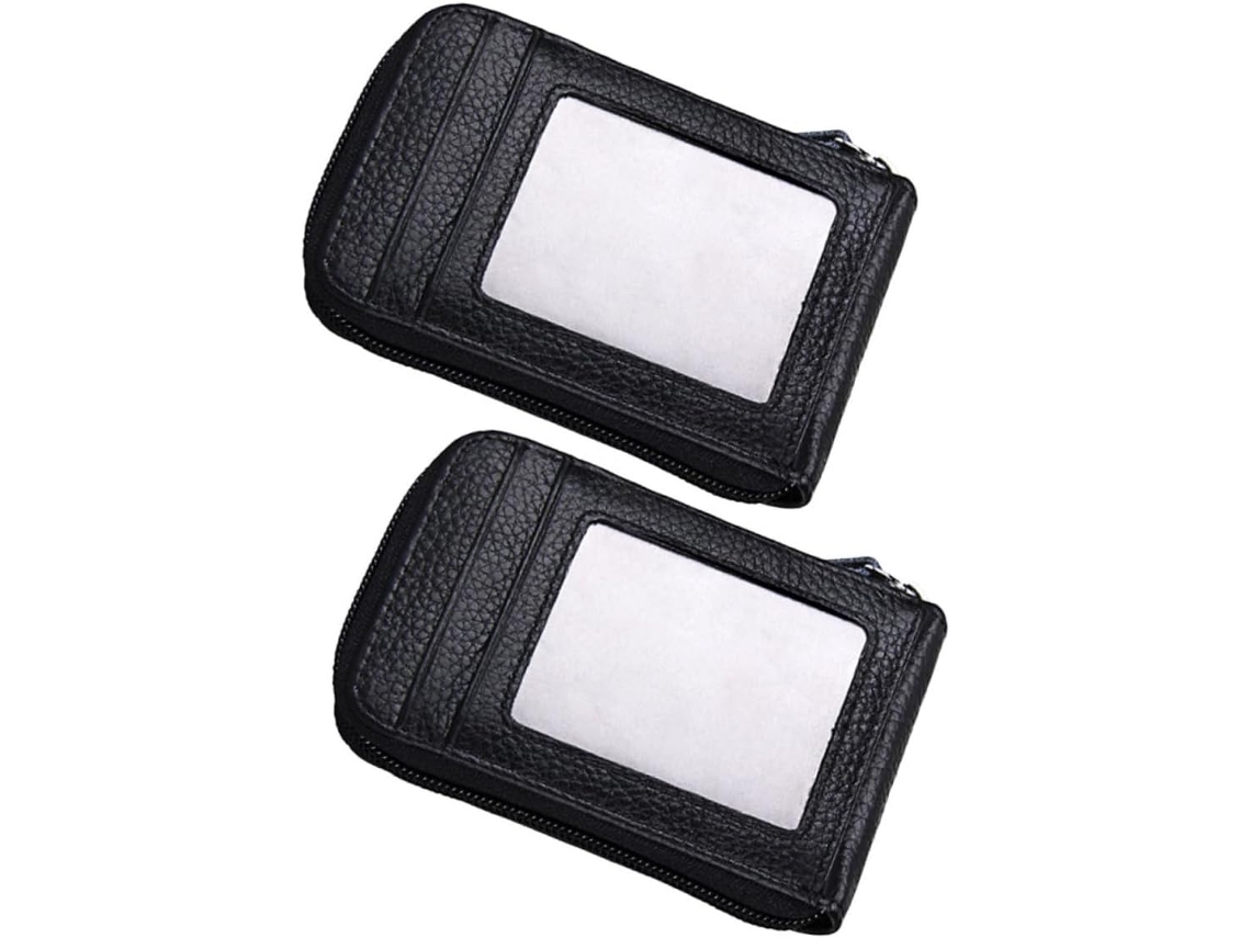 Porta-cartões Simples E Elegante Em Couro Bovino Preto Com Vários Compartimentos E Capa Protetora.