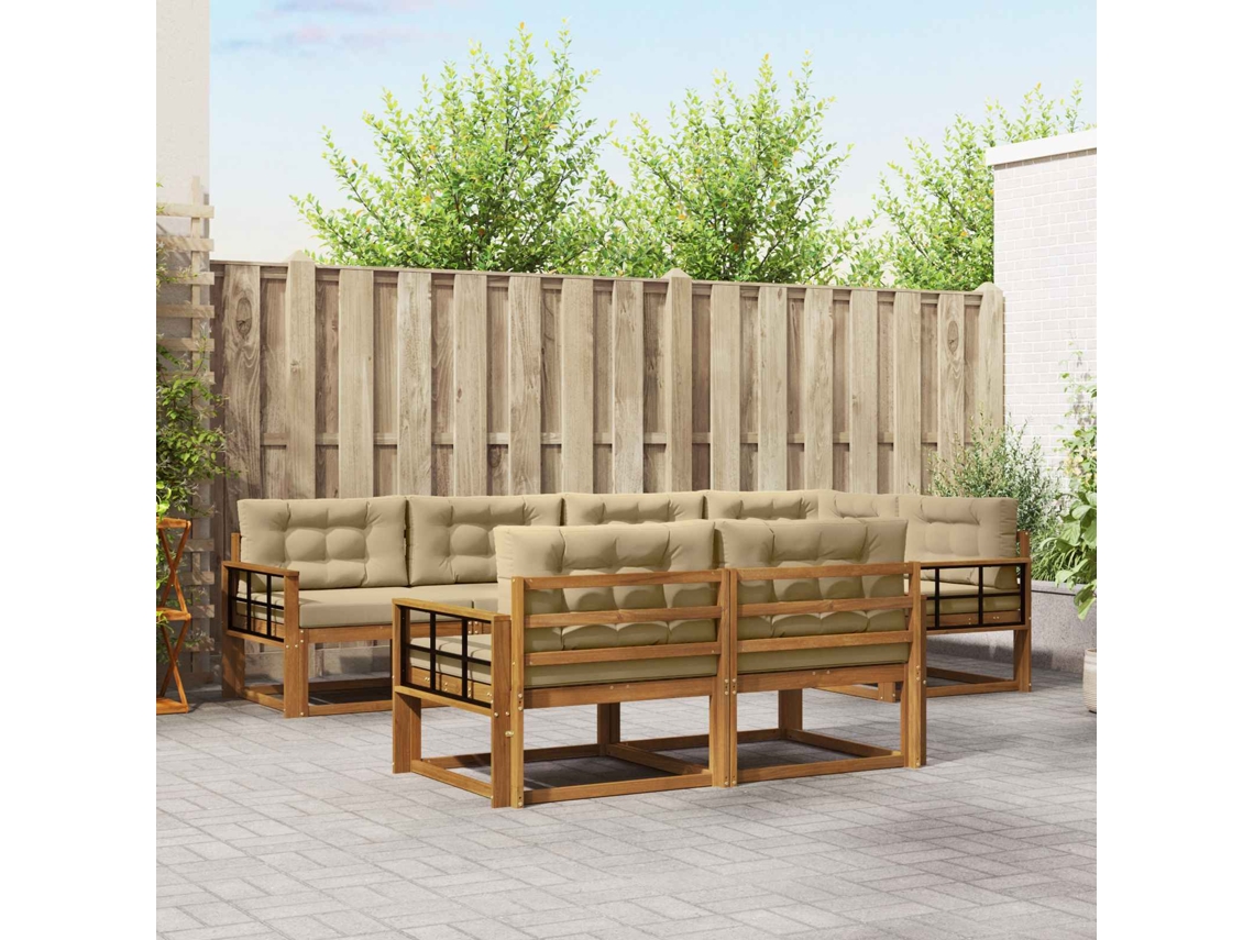 Vidaxl Conjunto De Sofás Para Exterior 7 Pcs Natural E Bege