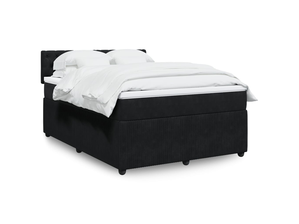 Vidaxl Cama Com Molas/colchão 140x200 Cm Veludo Preto