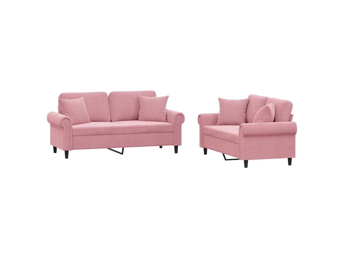 2 Pcs Conjunto de Sofás com Almofadas Veludo Rosa MAISON EXCLUSIVE