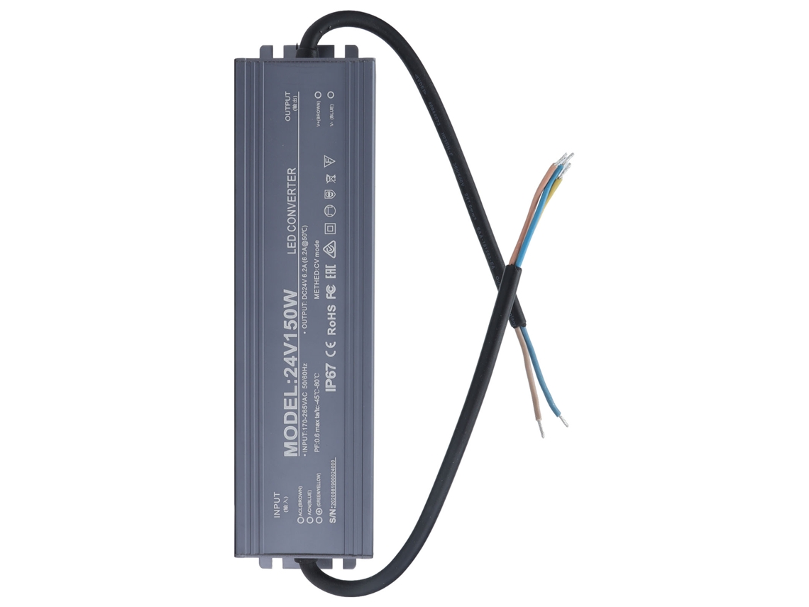 Transformador Led Impermeável Laxiscreed Ip67 24v 6.2a À Prova De Água E Poeira