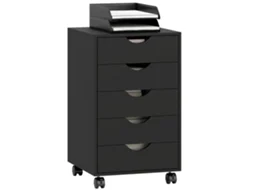 Caixa organizadora móvel para escritório com 5 gavetas sobre rodas 40x40x67cm preto BTFORUS