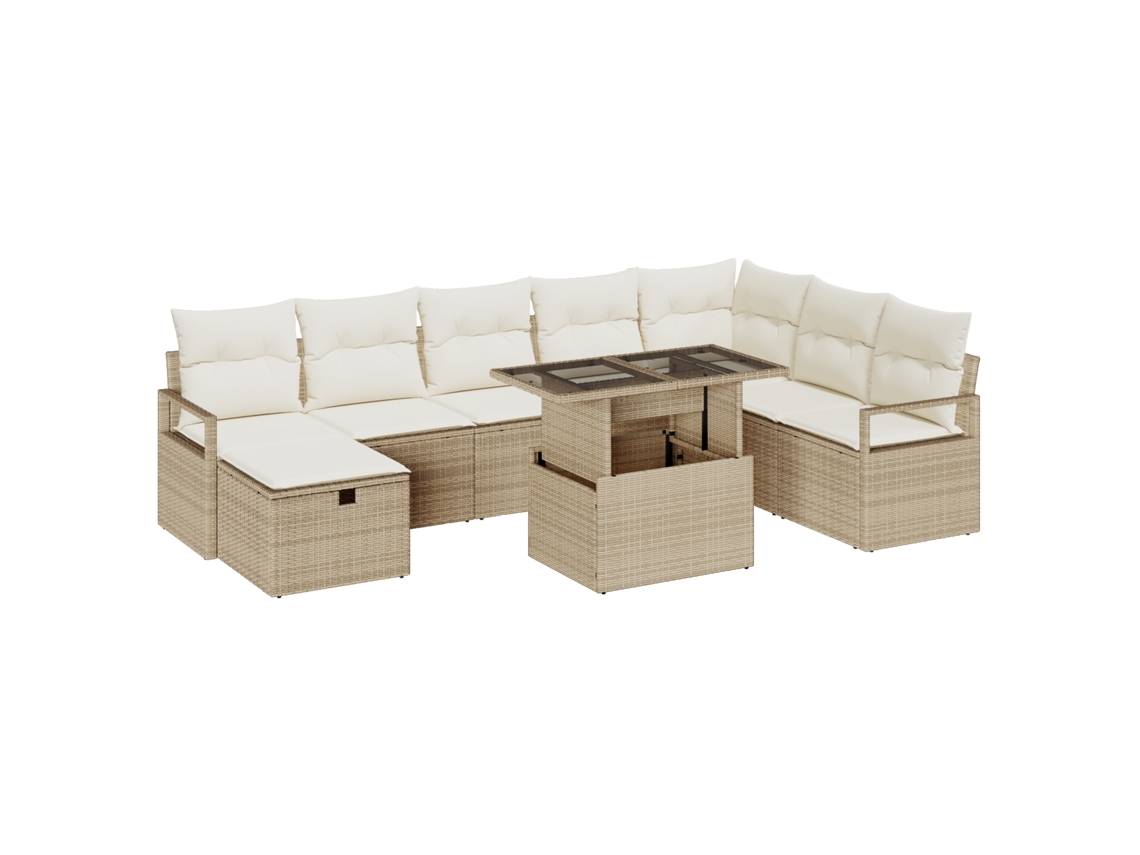 Conjunto 9 Sofá Modular Vidaxl Cinzento-claro Vime Pe (55 X 55 X 37 Cm)