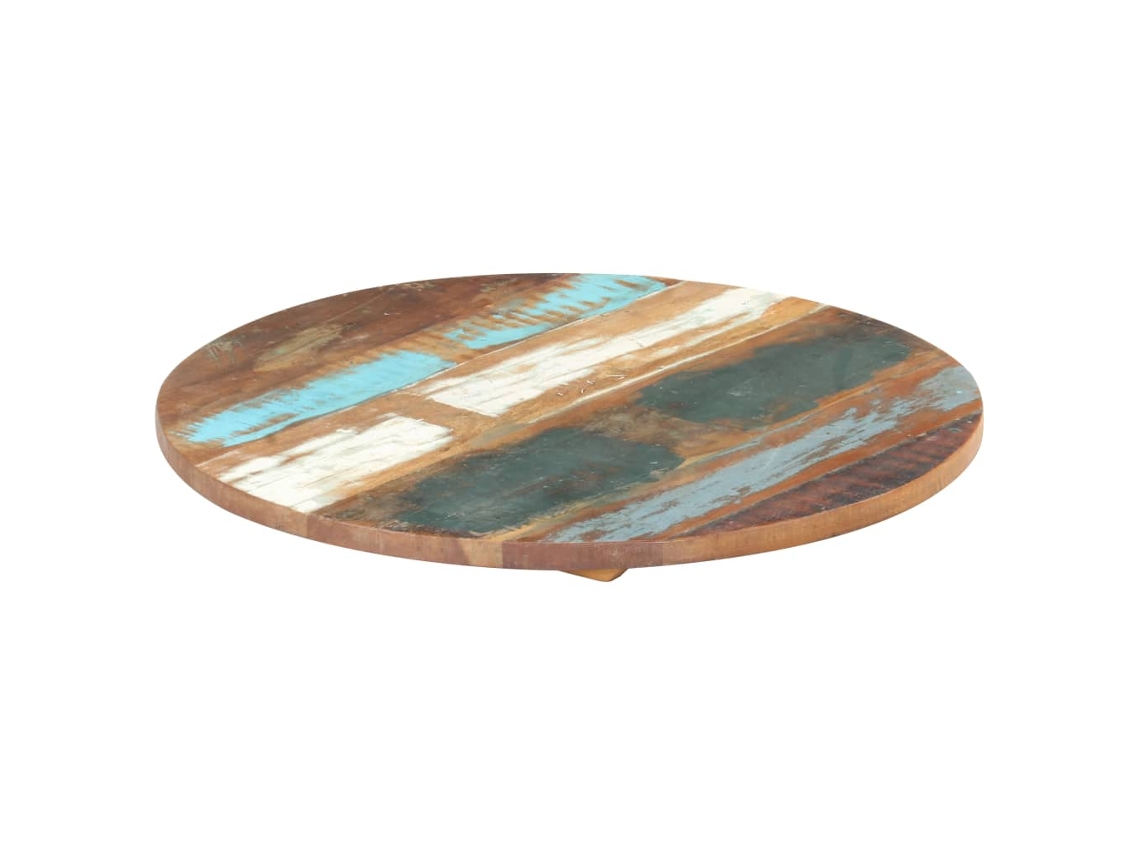Vidaxl Tampo De Mesa Redondo 40 Cm 25-27 Mm Madeira Recuperada Maciça