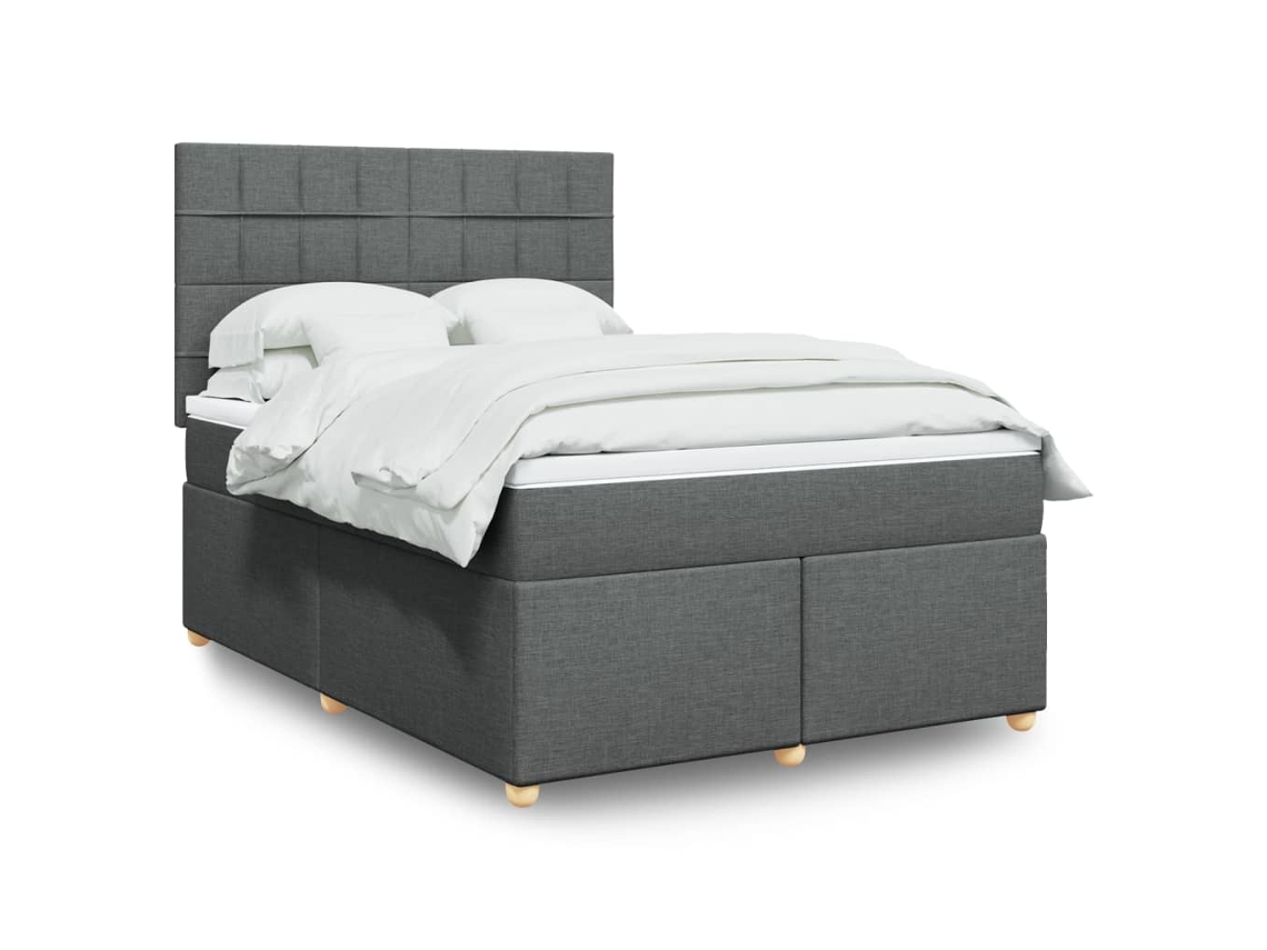 Vidaxl Cama Com Molas/colchão 140x190 Cm Tecido Cinzento-escuro