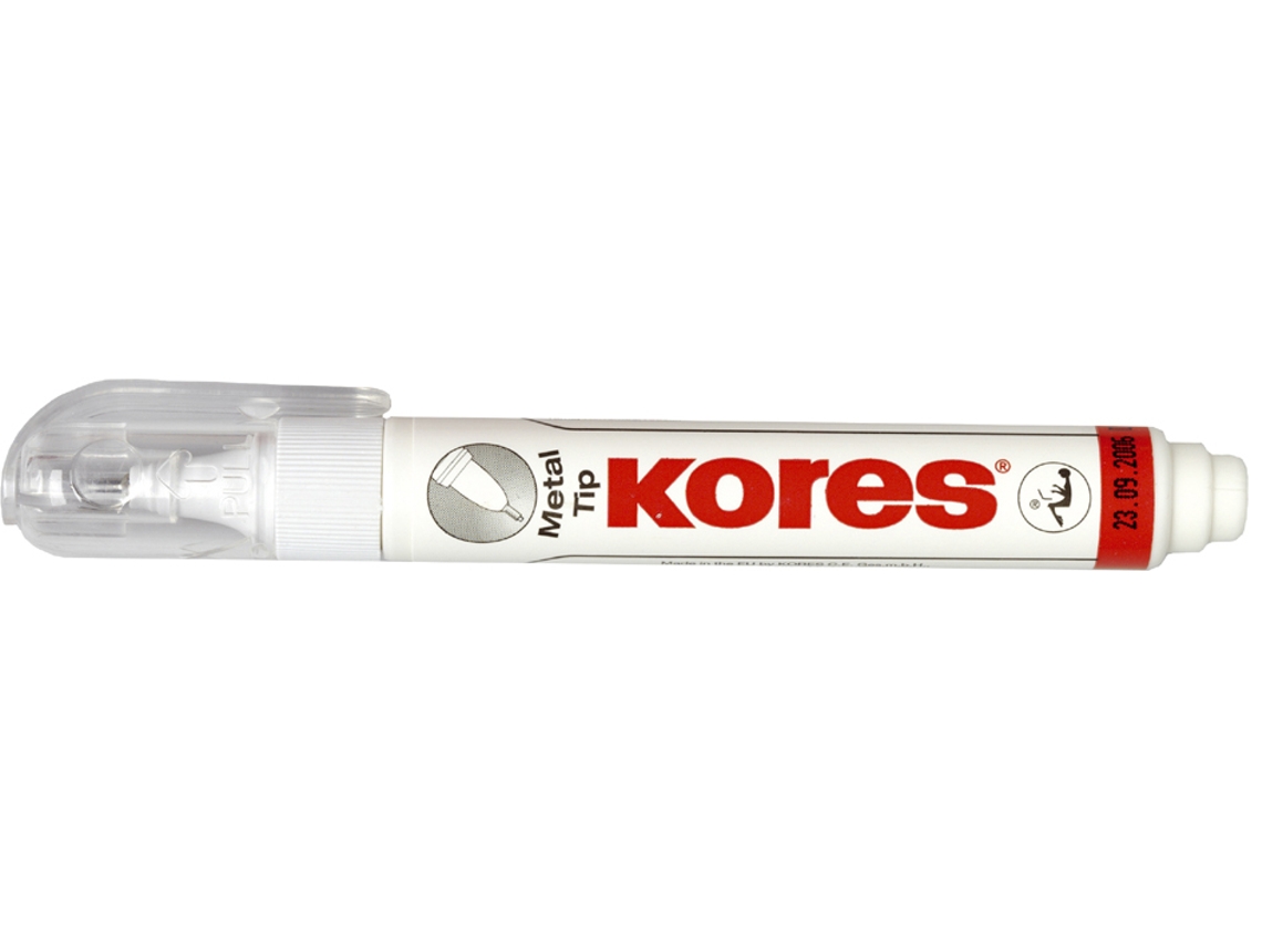 Caneta Corretiva KORES Ponta Metálica Branca Conteúdo: 10 G