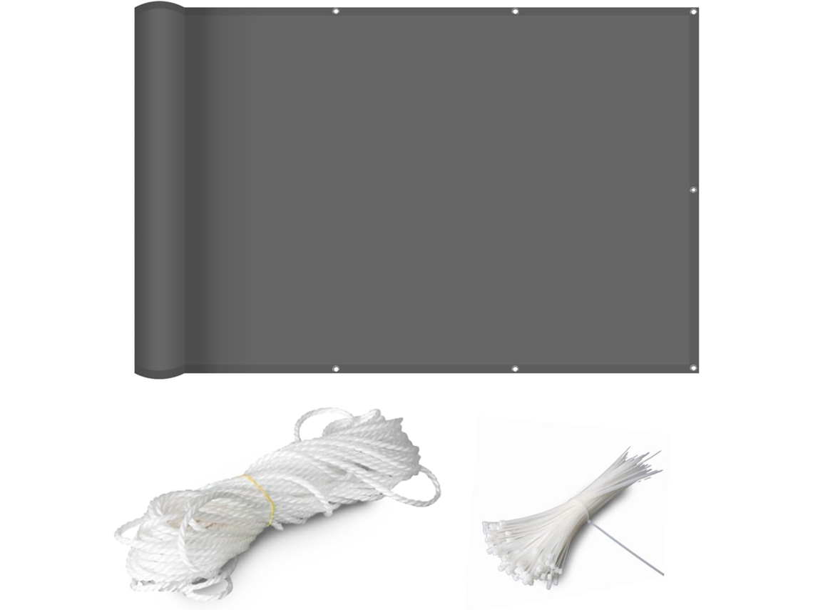 Tela De Privacidade, Guojun, 75 X 500 Cm, Material Alta Qualidade, Opaca, Resistente Aos Raios Uv, Cinza