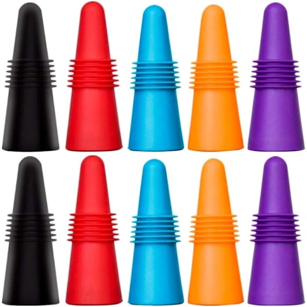 Pacote Com 10 Rolhas De Vinho, Em Silicone Reutilizável Para Garrafas De Bebidas, A