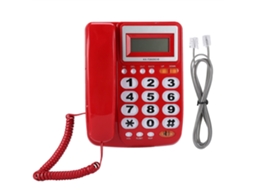 Aetheria telefone Fixo com Fio para Mesa com Identificador de Chamadas e Alto falante Vermelho