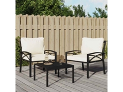 Vidaxl Cadeiras De Jardim C/ Almofadões Cor Areia 2 Pcs 68x76x79cm Aço