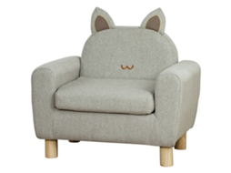Poltrona Infantil Mini Sofá Para Crianças Acima De 3 Anos Com Assento Acolchoado Apoio Para Os Braços 60x42x50cm Cinza