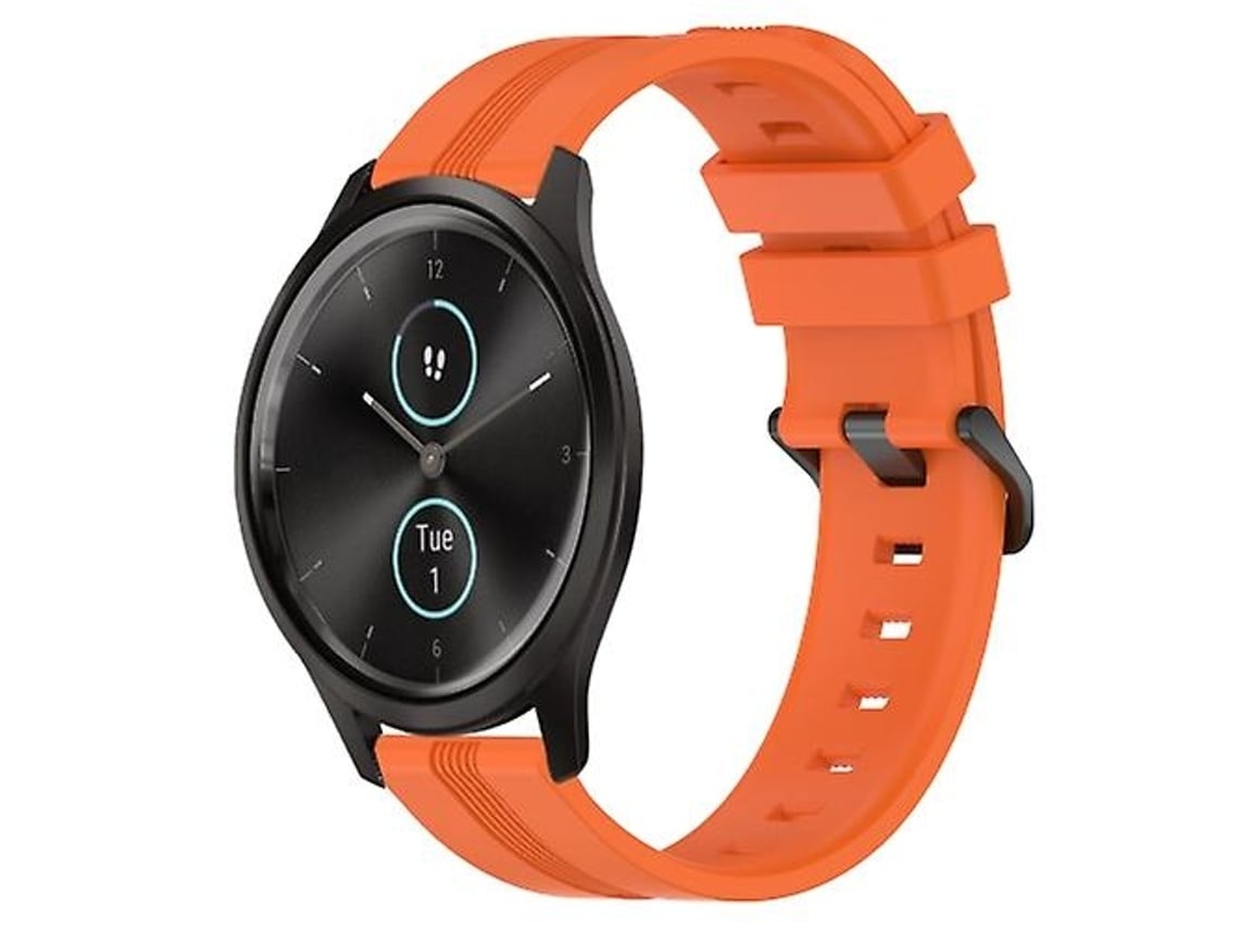 Pulseira De Relógio Lurelia Para Garmin Garminmove Style 20 Mm Côncavo Listrado Slicone Laranja