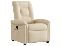 Poltrona de massagens reclinável VIDAXL Creme Tecido