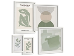 Conjunto De Pinturas Acessórios Para Plantas Tropicais Moldura Branca Pinturas De Quarto Espelharte (conjunto De 5 Imagens)