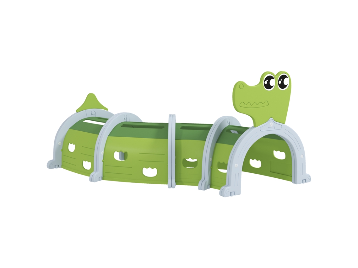 Túnel Crocodilo Infantil Flexível 194x88x92 Cm Verde (robusto, 3 6 Anos)