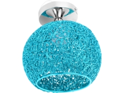 Luminária De Teto Decorativa Em Led, Cor Azul, Feita De Plástico E Alumínio, Com Ampla Iluminação Para Varanda E Corredor.