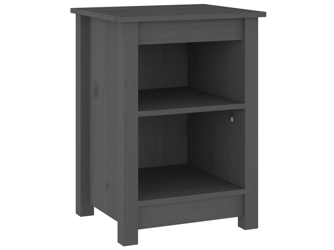 Mesa de Cabeceira 40x35x55 cm Madeira de Pinho Maciça Cinzento MAISON EXCLUSIVE