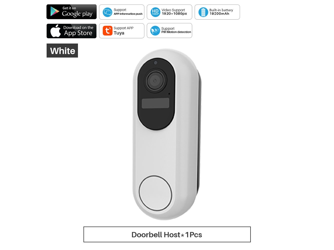 Campainha De Vídeo Inteligente Tuya 1080p 2,4 Ghz 5 Ghz Wifi Sem Fio À Prova Dágua Com Visão Noturna, Câmera De Intercomunicação De Vídeo Slowmoose