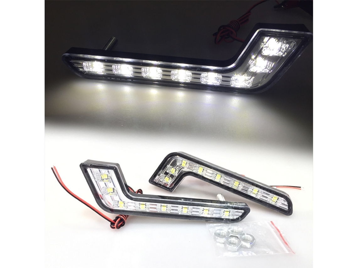 um Par de Luzes Diurnas Led com 8 Led Cada, Faróis Nevoeiro À Prova Água, Brancos Configuração Gamer STELASPLEN